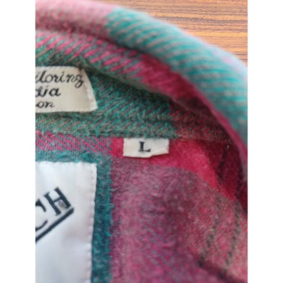 Goouch Red And Green Flannel Zip Up Jacket Checkered Size Large - Picture 5 of 13